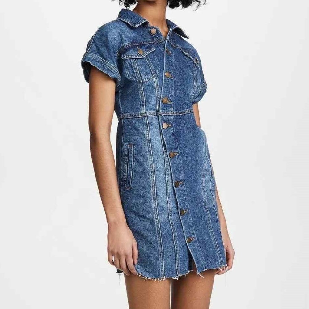 Free People The City Cotton Denim Mini Dress